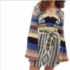✨Free People patchwork waist tie sweater dress